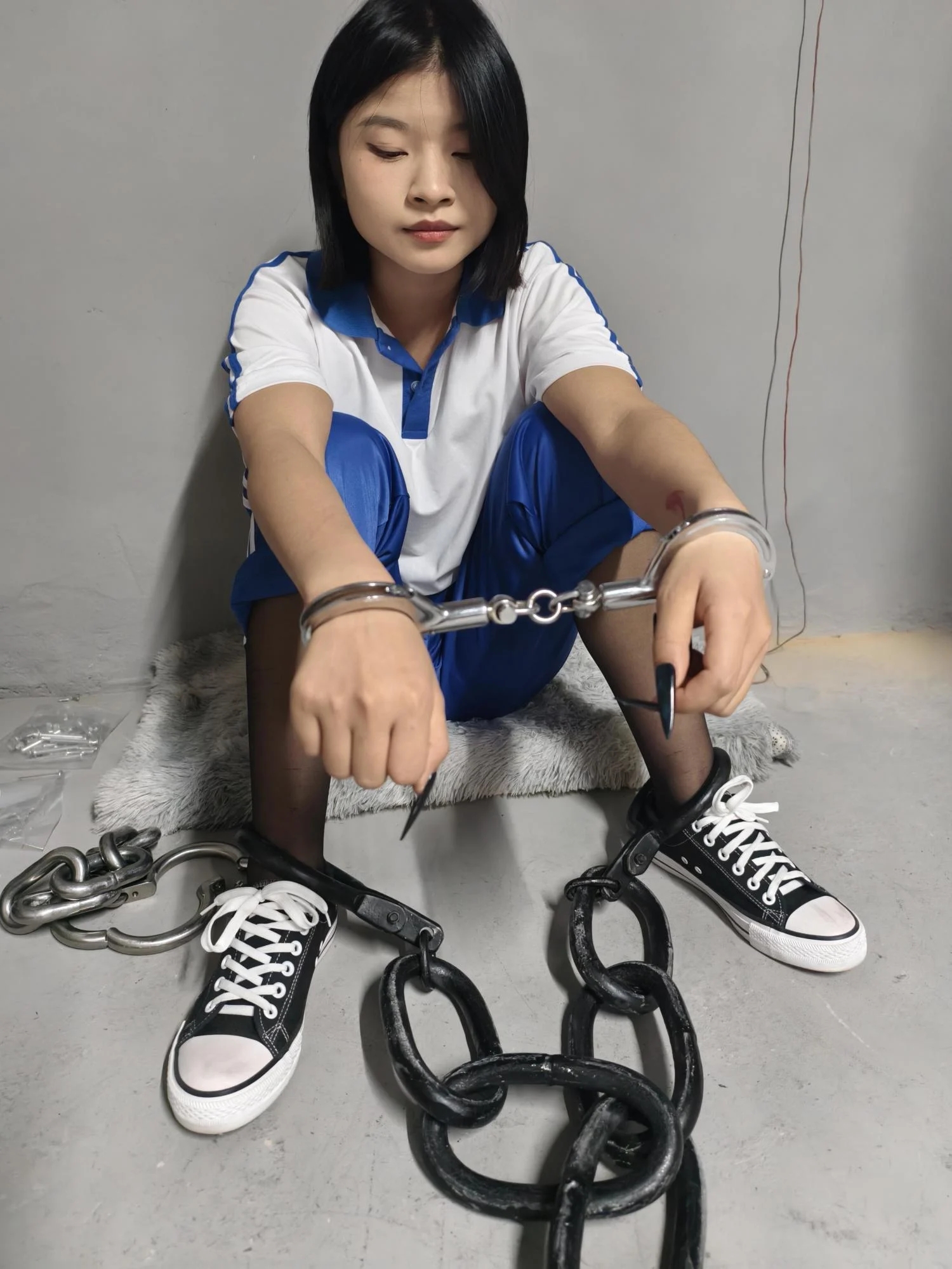 【鑫鑫工作室】反骨妹妹体验记-新模特小儒扮演不想上学的JC妹妹,来姐姐单位找姐姐玩,想体验监狱生活当女囚,兴奋的拿起手铐脚铐把自己铐起来,姐姐为了惩罚妹妹,套路她给她戴上最重的脚镣,各种重镣都给妹妹挨个带一遍,最后带上了30多斤的巨镣,妹妹终于受不了了,开始求饶,求姐姐给她解开,表示以后一定好好上学好好读书。 【鑫鑫工作室】反骨妹妹体验记-新模特小儒扮演不想上学的JC妹妹,来姐姐单位找姐姐玩,想体验监狱生活当女囚,兴奋的拿起手铐脚铐把自己铐起来,姐姐为了惩罚妹妹,套路她给她戴上最重的脚镣,各种重镣都给妹妹挨个带一遍,最后带上了30多斤的巨镣,妹妹终于受不了了,开始求饶,求姐姐给她解开,表示以后一定好好上学好好读书。