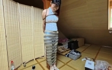 胶带柱子缚！上半身欧式柱缚！