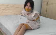 【禾一原创】微剧情（绳艺体验访谈2）被绑着堵嘴问各种问题 tk（胶带堵嘴）原味丝袜堵嘴