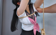 【好梦】她回来了，双马尾粉色JK+肉丝/棉袜，狗爬，绑椅子上，爽后吊手继续，小萝莉反差大屁股