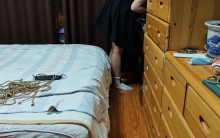 【墨色】连衣裙+蝴蝶结白袜+白色内衣 床上挣扎 捆绑双脚 床上挣扎 眼罩 挣扎 呻吟 白袜玉足